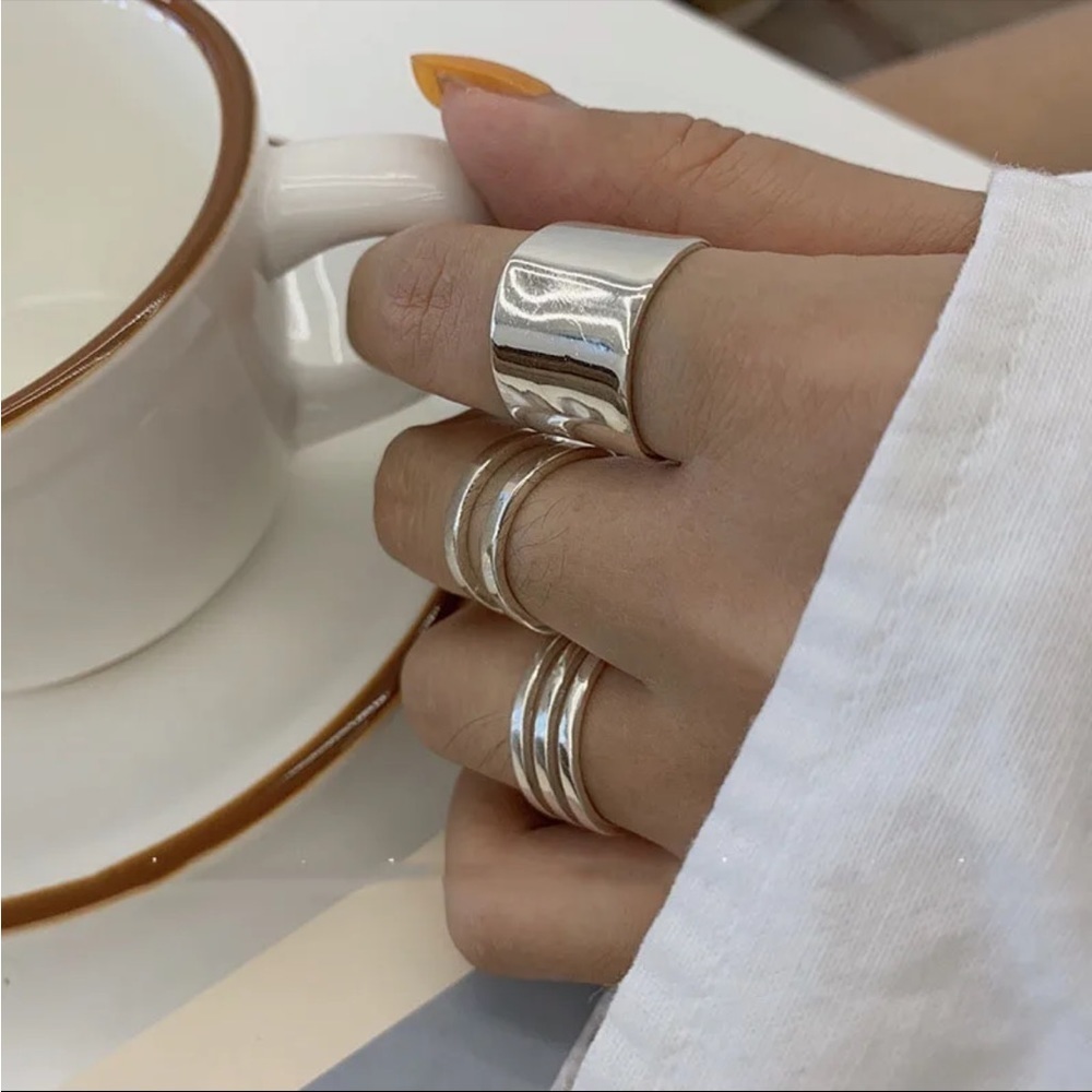 NEW 3 Sterling Silver Open Resizable Ring Set